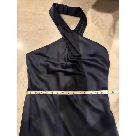 BHLDN Ruby Gown Sz 4 Women’s Navy Dress Twist Halter Satin Backless - Picture 11 of 11